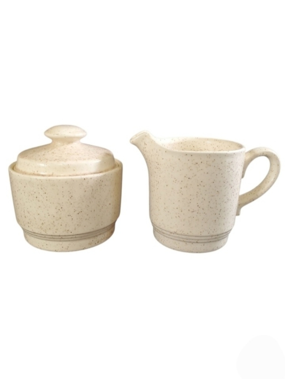 Homer Laughlin Speckled Creamer & Lidded Sugar Set Farmhouse Kitchen Vintage